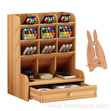 Desk Pencil Holder Wood Desktop Stationery Storage